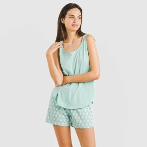 Pijama corto algodón Soma verde francés