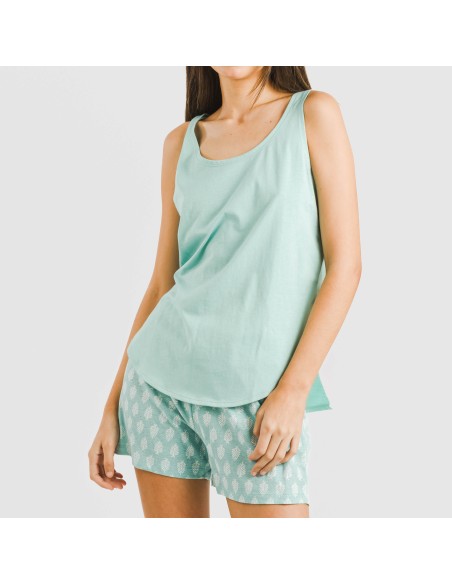 Pijama corto algodón Soma verde francés