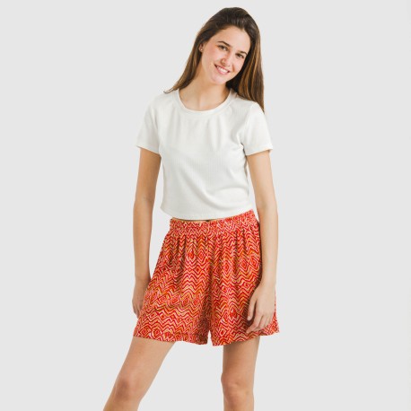 Pantalón corto viscosa bambula Silda teja