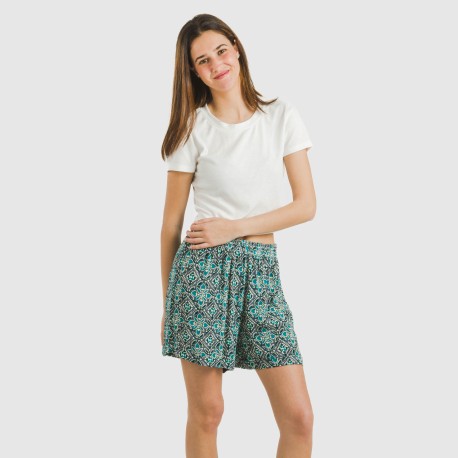 Pantalón corto viscosa bambula Malura agua marina