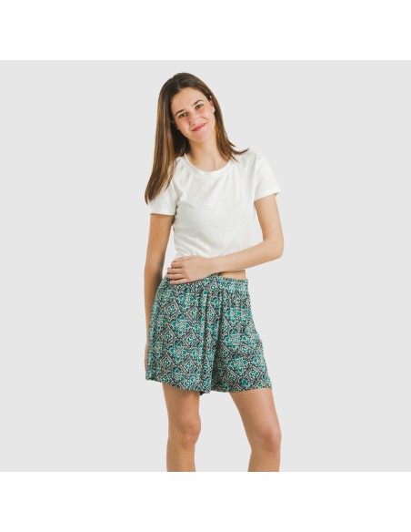 Pantalón corto viscosa bambula Malura agua marina