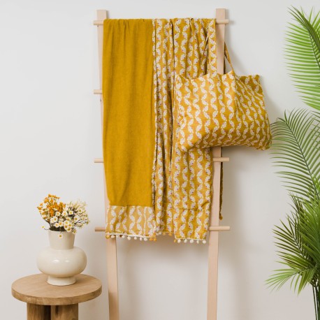 Pack Toalla Pareo + Bolso Calsita ocre