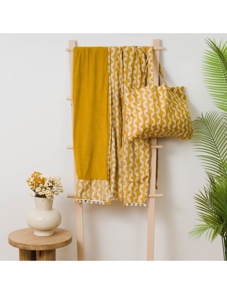 Pack Toalla Pareo + Bolso Calsita ocre