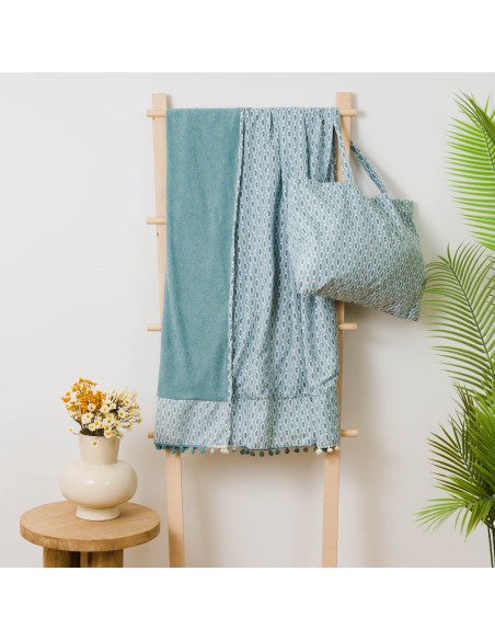 Pack Toalla Pareo + Bolso Walia agua marina
