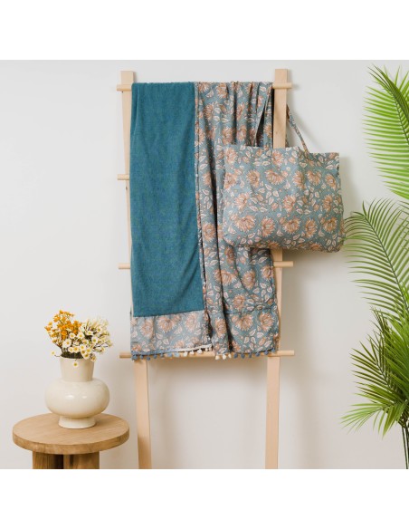Pack Toalla Pareo + Bolso Venus agua marina