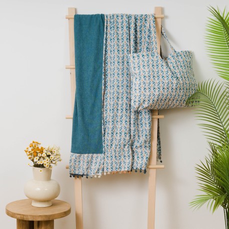 Pack Toalla Pareo + Bolso Eloina agua marina