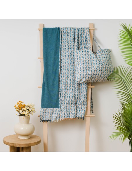 Pack Toalla Pareo + Bolso Eloina agua marina