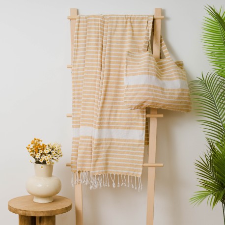 Pack Toalla Pareo + Bolso Raya algodón