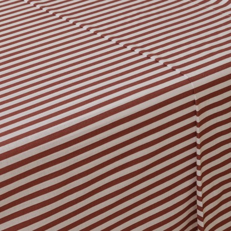 Juego de sábanas algodón Raya Corina burdeos