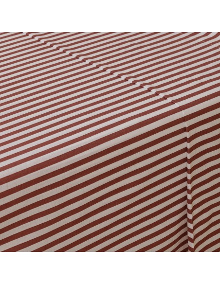 Juego de sábanas algodón Raya Corina burdeos
