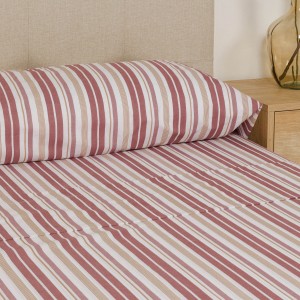 Juego de sábanas algodón Raya Calendula rosa