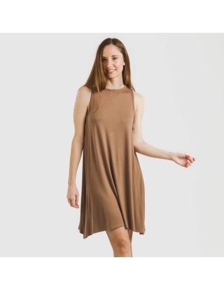 Vestido corto tirantes viscosa liso