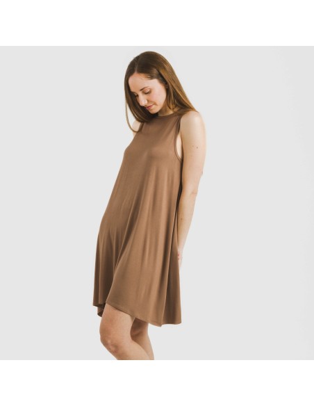 Vestido corto tirantes viscosa liso