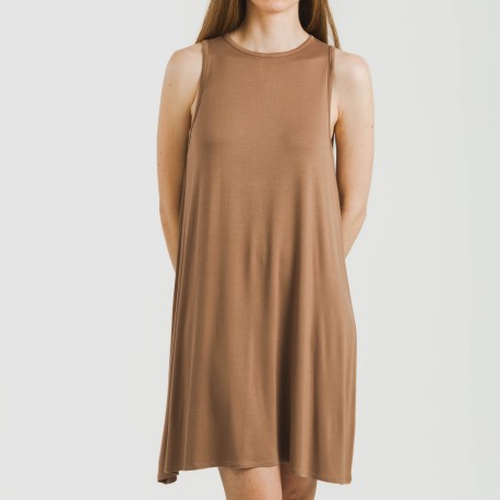 Vestido corto tirantes viscosa liso