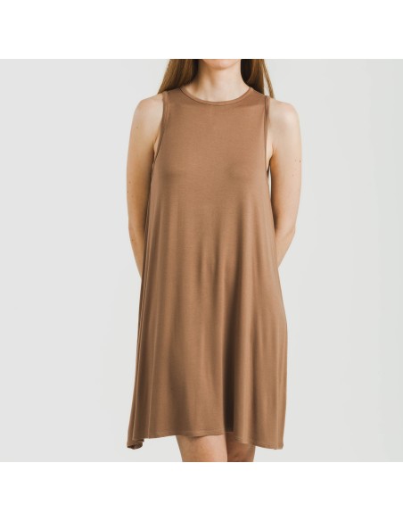 Vestido corto tirantes viscosa liso