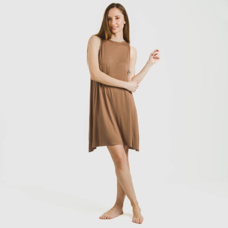 Vestido corto tirantes viscosa liso