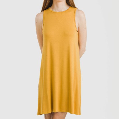 Vestido corto tirantes viscosa liso