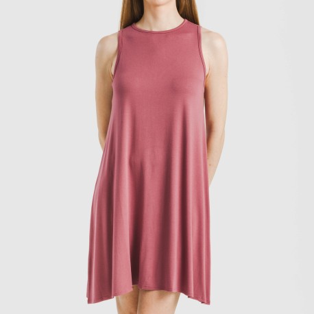 Vestido corto tirantes viscosa liso