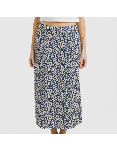 Falda midi soft Milina azul marino