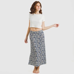 Falda midi soft Milina azul marino 2