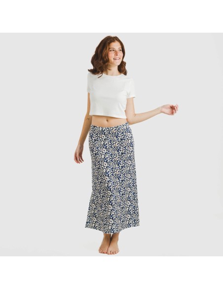 Falda midi soft Milina azul marino