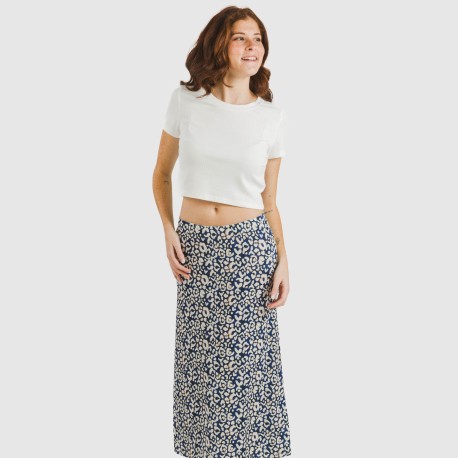 Falda midi soft Milina azul marino