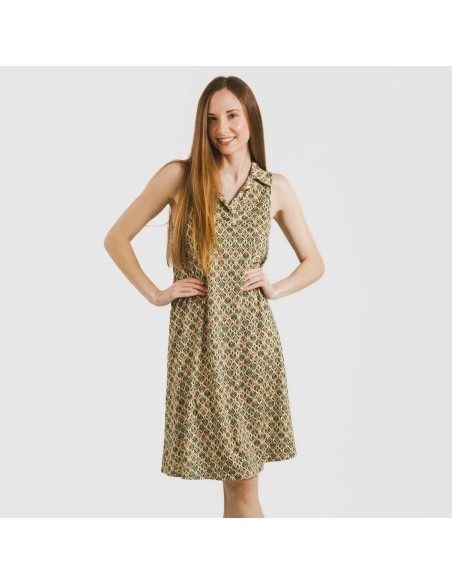 Vestido corto cuello y solapa soft Alhambra verde