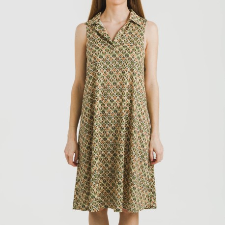 Vestido corto cuello y solapa soft Alhambra verde