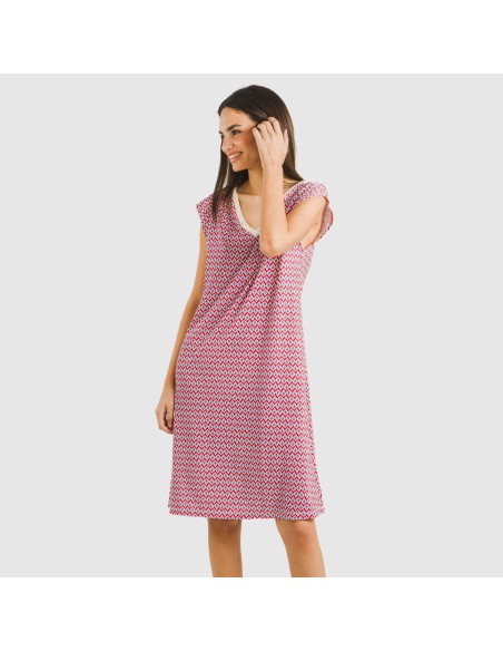 Vestido corto manga fluida soft Arizona burdeos