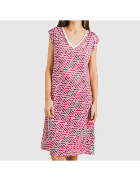 Vestido corto manga fluida soft Arizona burdeos