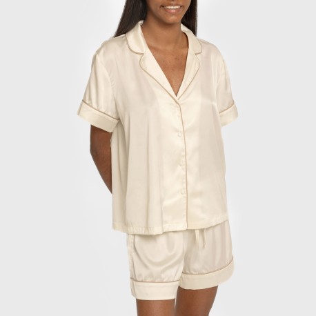 Pijama corto de manga corta satén Friday liso