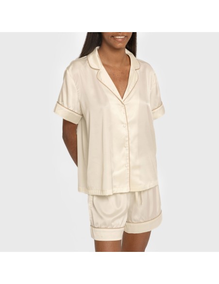 Pijama corto de manga corta satén Friday liso