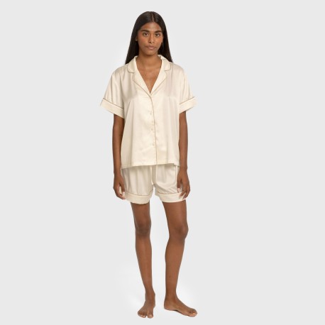 Pijama corto de manga corta satén Friday liso