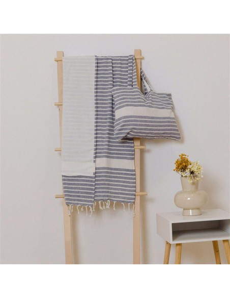 Pack Toalla Pareo + Bolso Raya algodón