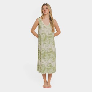 Vestido midi tirantes soft  Lisa verde