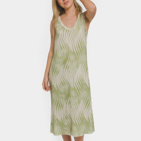 Vestido midi tirantes soft  Lisa verde