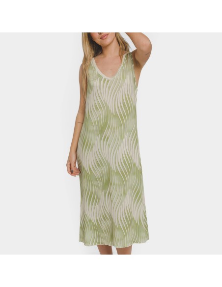 Vestido midi tirantes soft  Lisa verde