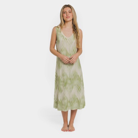 Vestido midi tirantes soft  Lisa verde