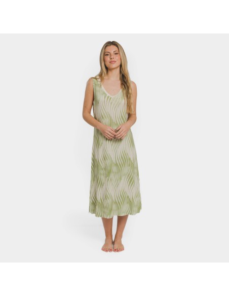 Vestido midi tirantes soft  Lisa verde