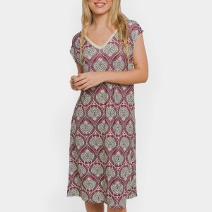 Vestido corto manga fluida soft Georgia berenjena 2