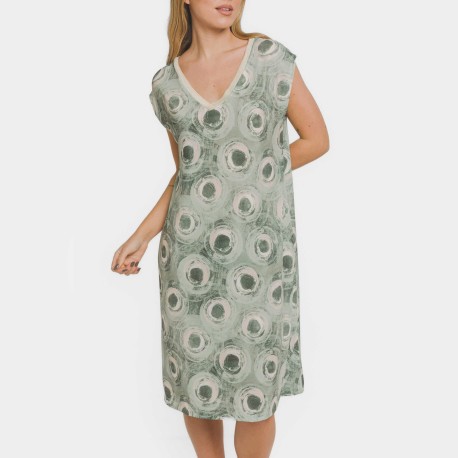 Vestido corto manga fluida soft Simila verde