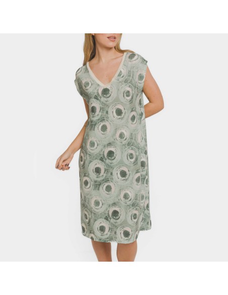 Vestido corto manga fluida soft Simila verde