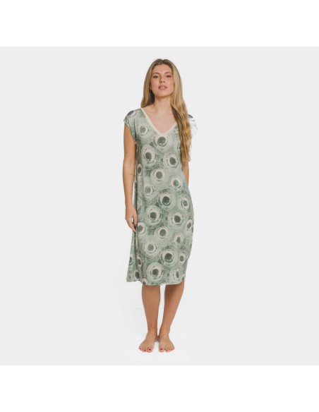 Vestido corto manga fluida soft Simila verde