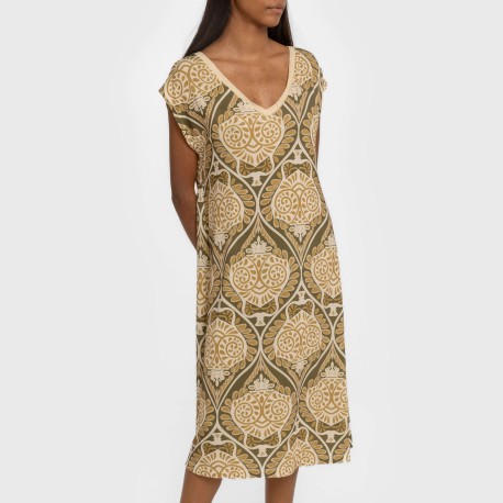 Vestido corto manga fluida soft Katerina verde