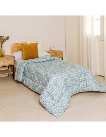 Edredón estampado Cris celeste