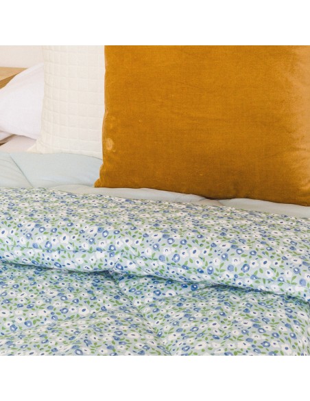 Edredón estampado Cris celeste