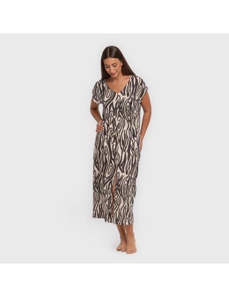 Vestido largo manga fluida soft Aleia negro