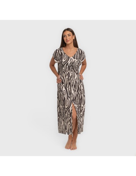 Vestido largo manga fluida soft Aleia negro