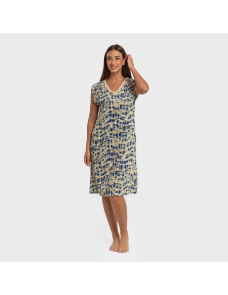 Vestido corto manga fluida soft Misuri azul