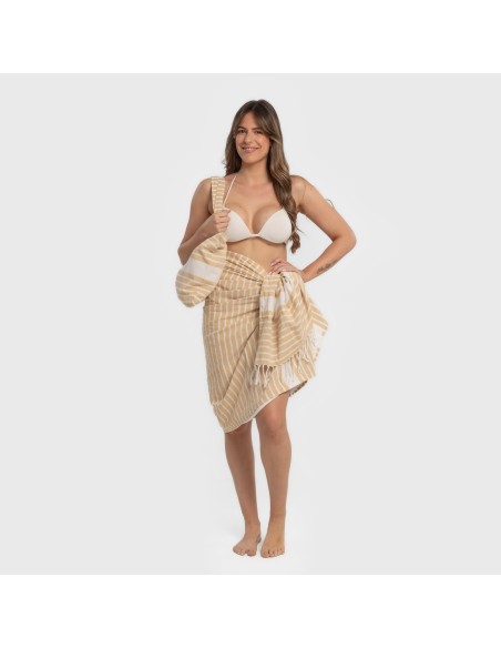 Pack Toalla Pareo + Bolso Raya algodón